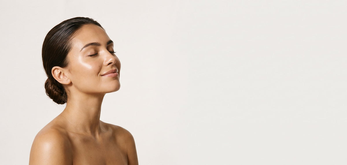 Woman with eyes closed in soft daylight