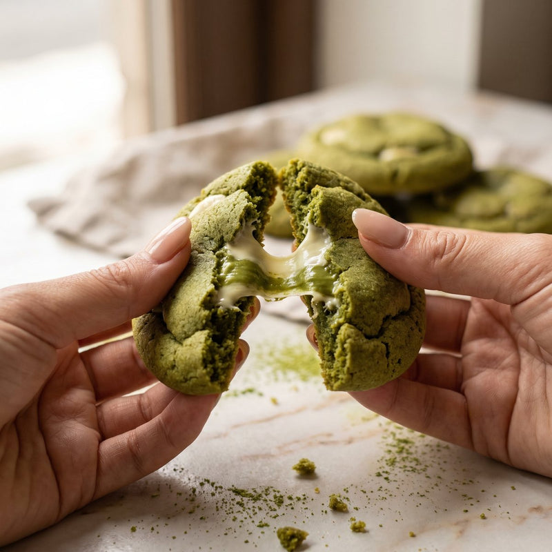Matcha crinkle cookies