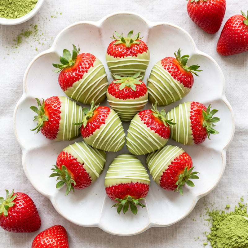 Matcha dipped strawberries