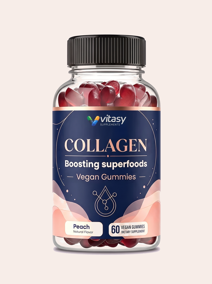Collagen Gummies - Support Your Skin From Within - Hydrolyzed Collagen with Vitamin C & Biotin - 30 Servings, Peach