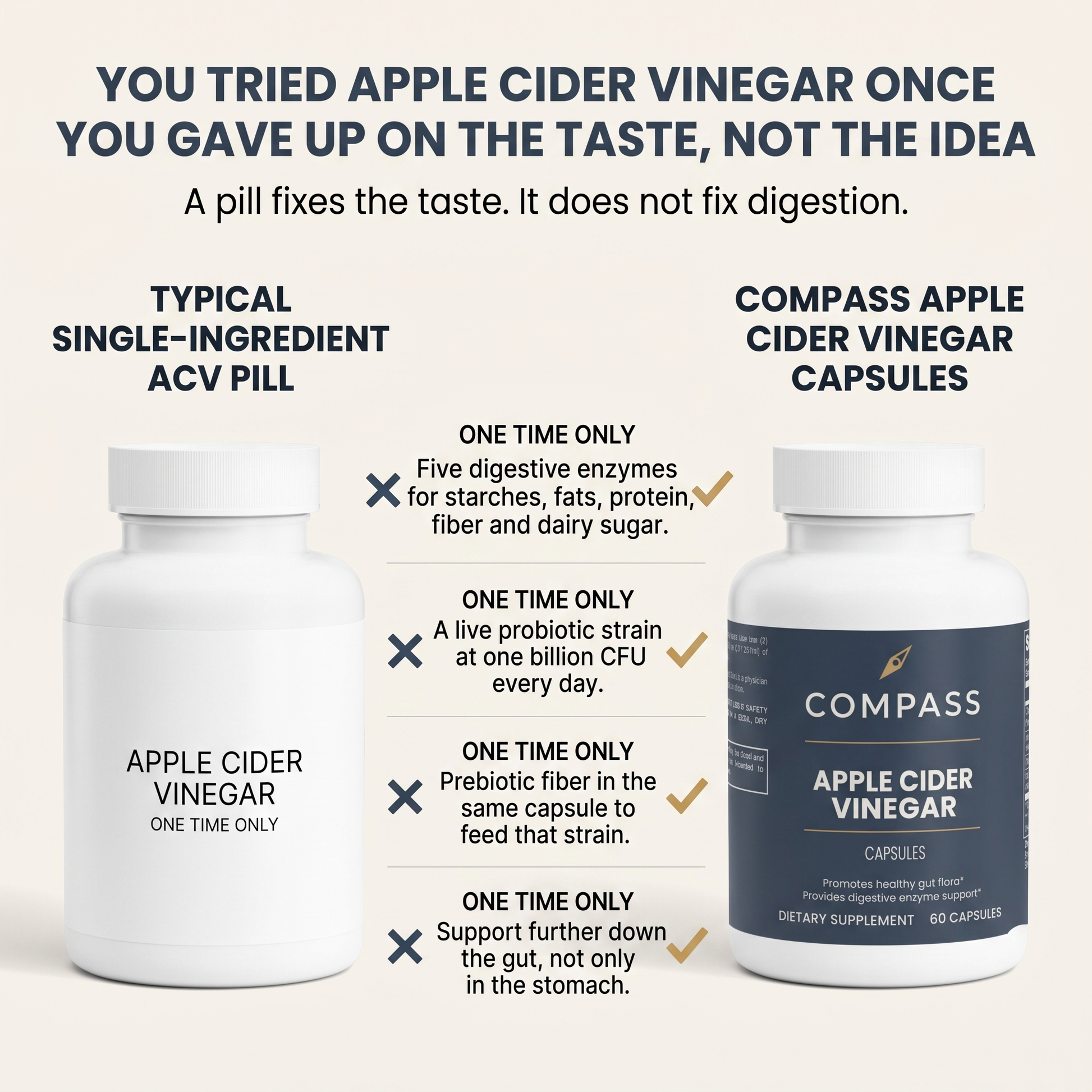 You tried apple cider vinegar once. You gave up on the taste, not the idea.