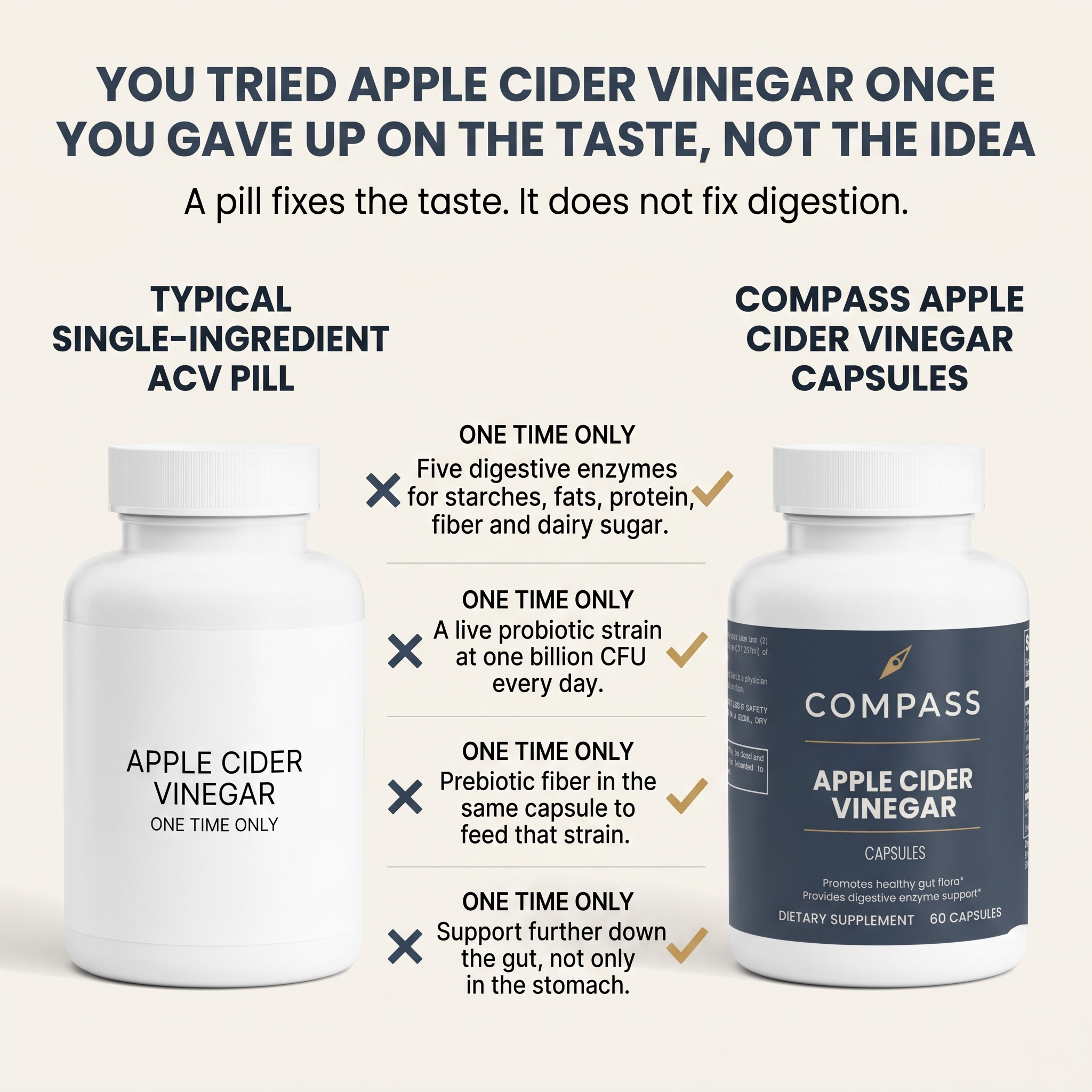 You tried apple cider vinegar once. You gave up on the taste, not the idea.