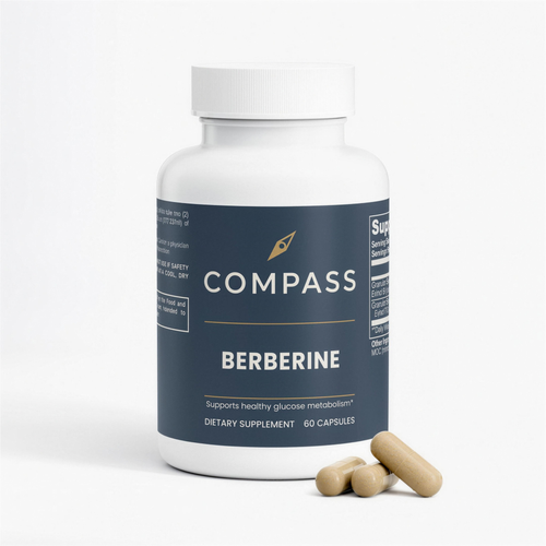 COMPASS Berberine HCL 800mg, bottle with capsules