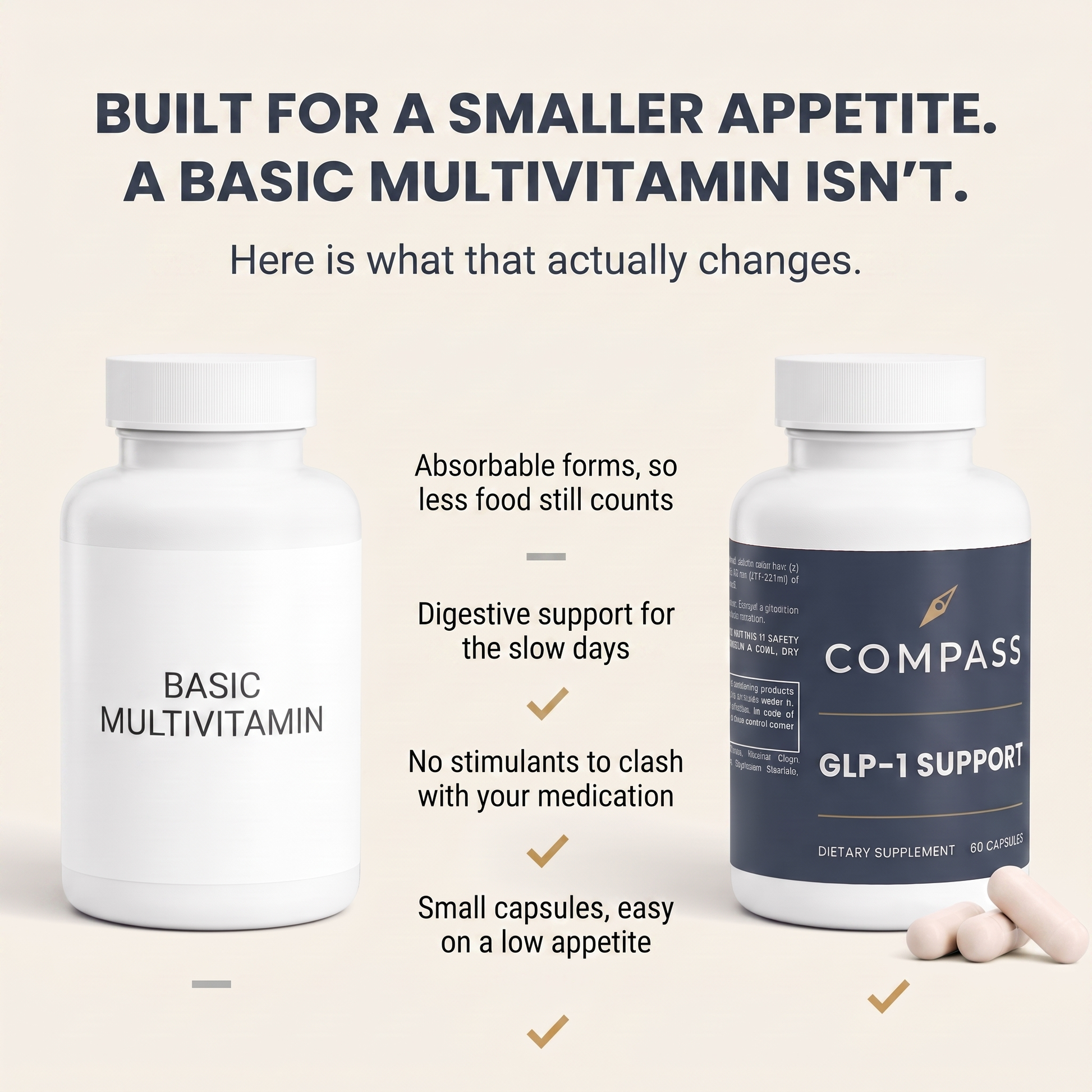 Built for a smaller appetite. A basic multivitamin isn't.