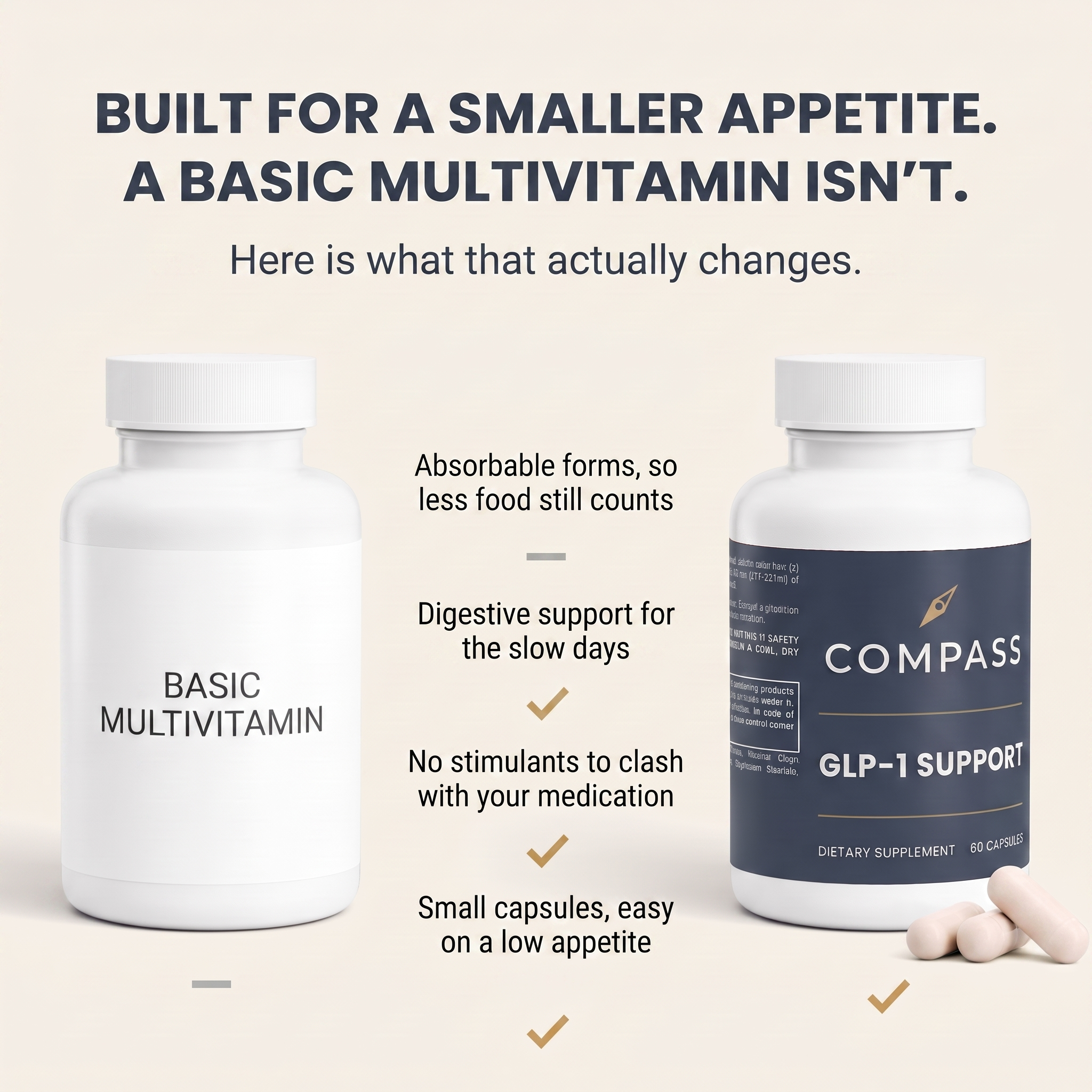 Built for a smaller appetite. A basic multivitamin isn't.