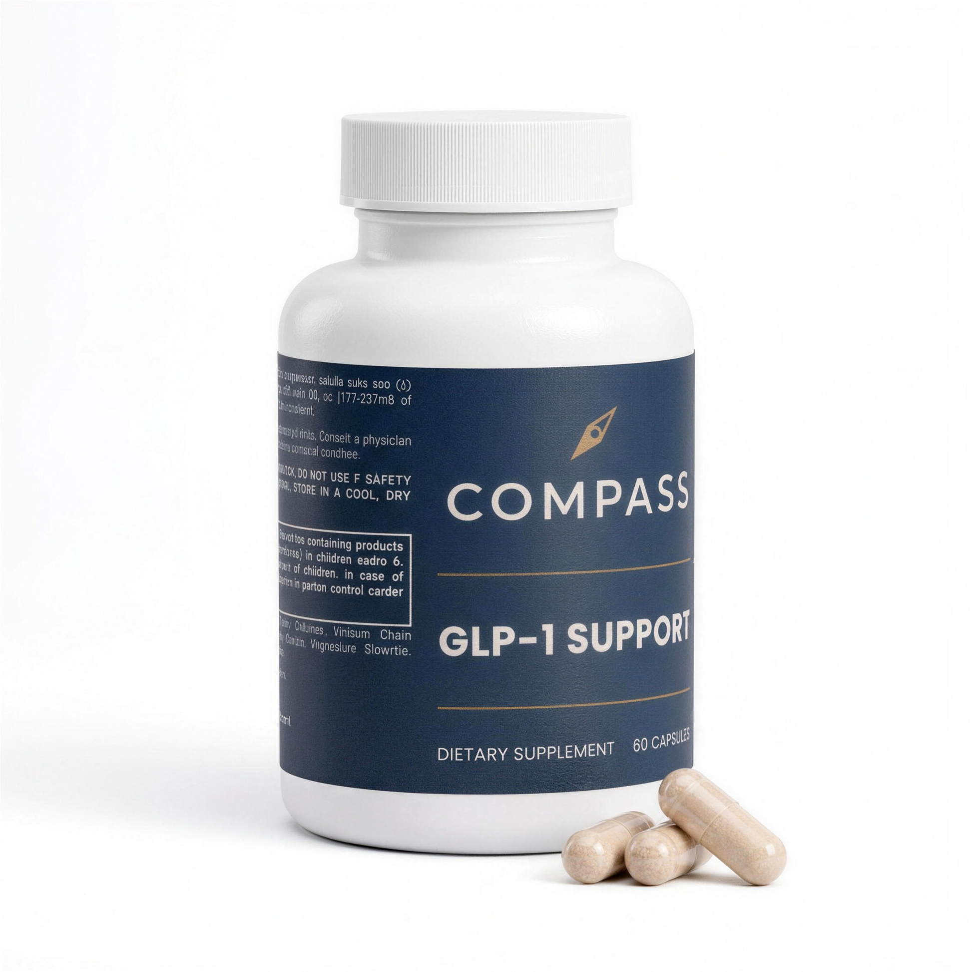 Compass GLP-1 Support, 60 capsules, bottle with capsules