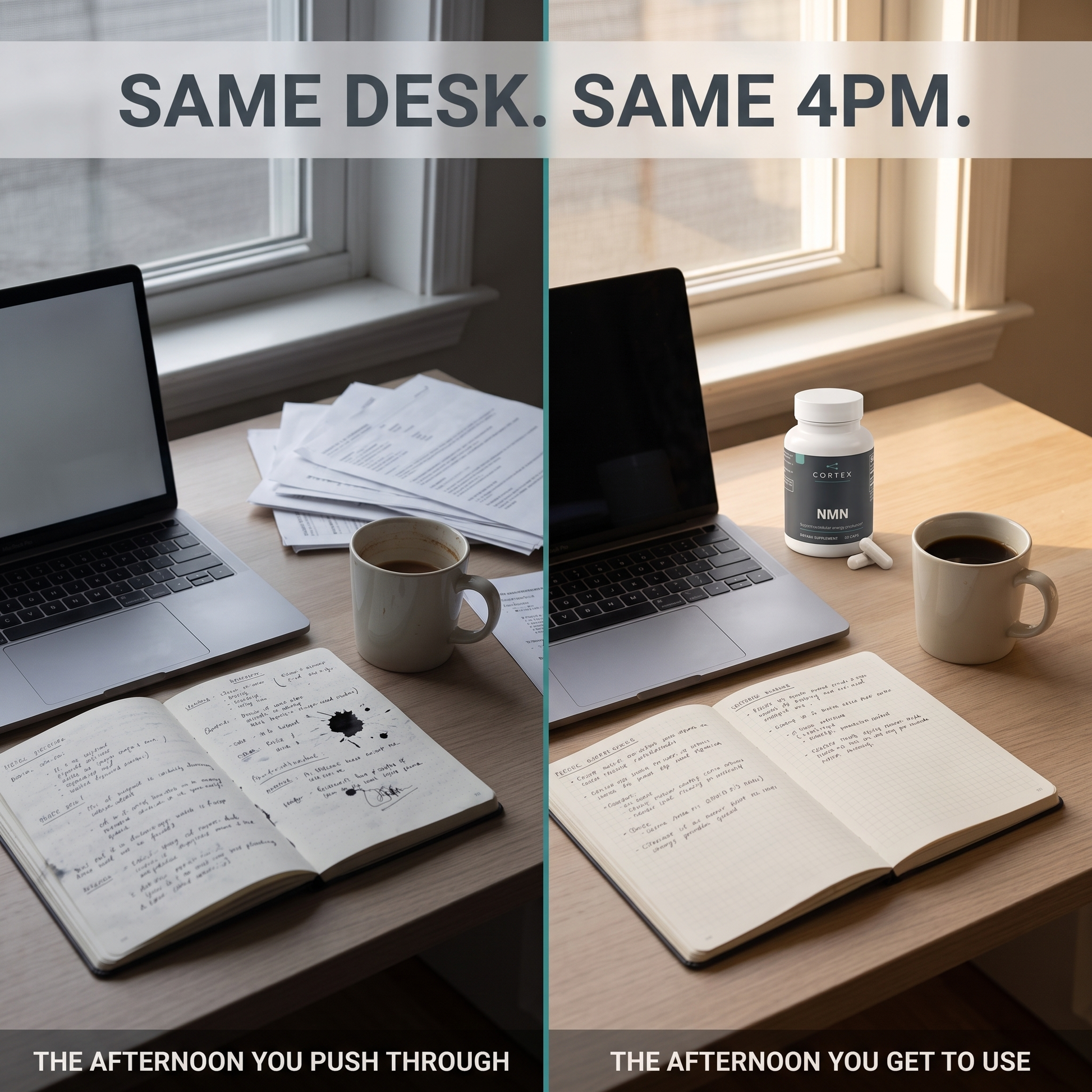 Same desk. Same 4pm.