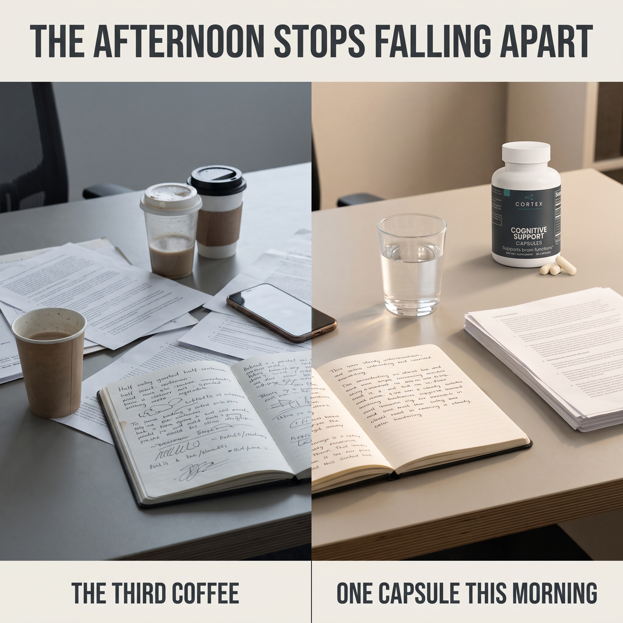 The afternoon stops falling apart