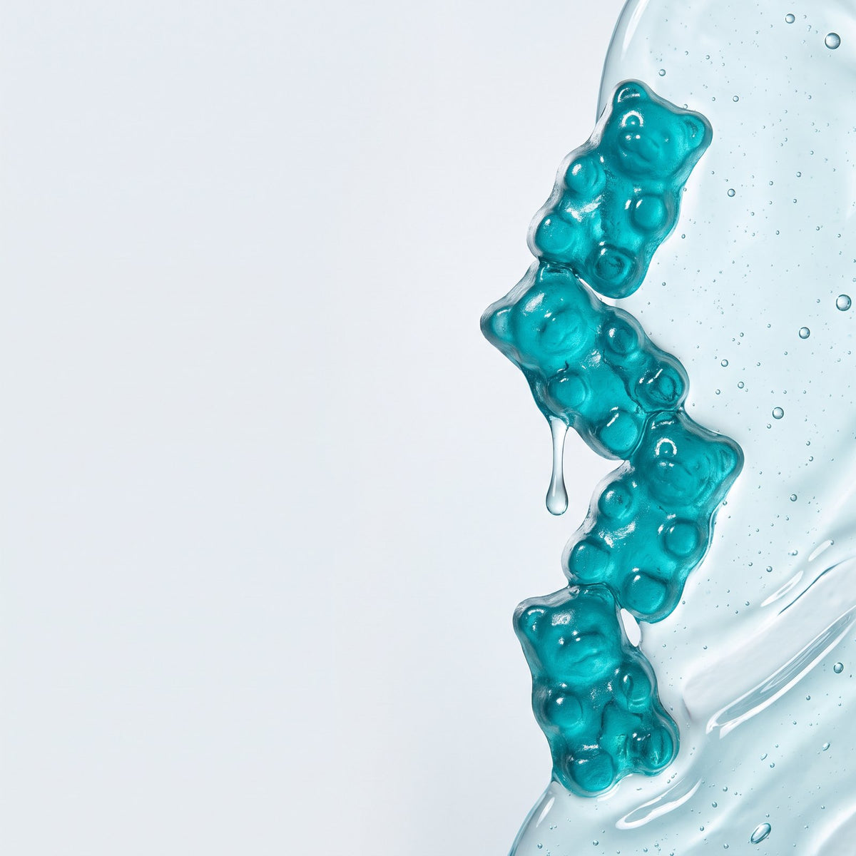 Stack of teal creatine gummy bears
