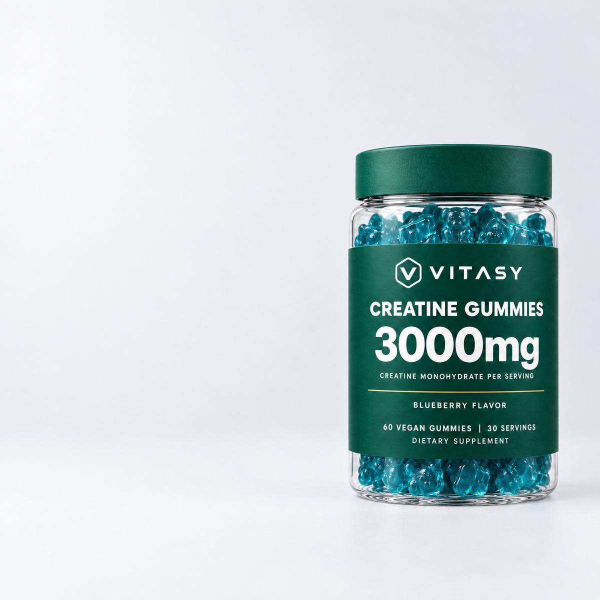 Vitasy Creatine Gummies jar on a light background