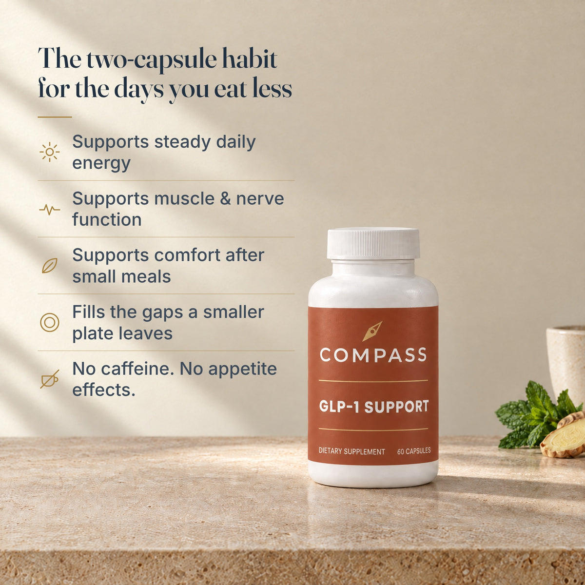 The two-capsule habit for the days you eat less - 5 benefits of Compass GLP-1 Support