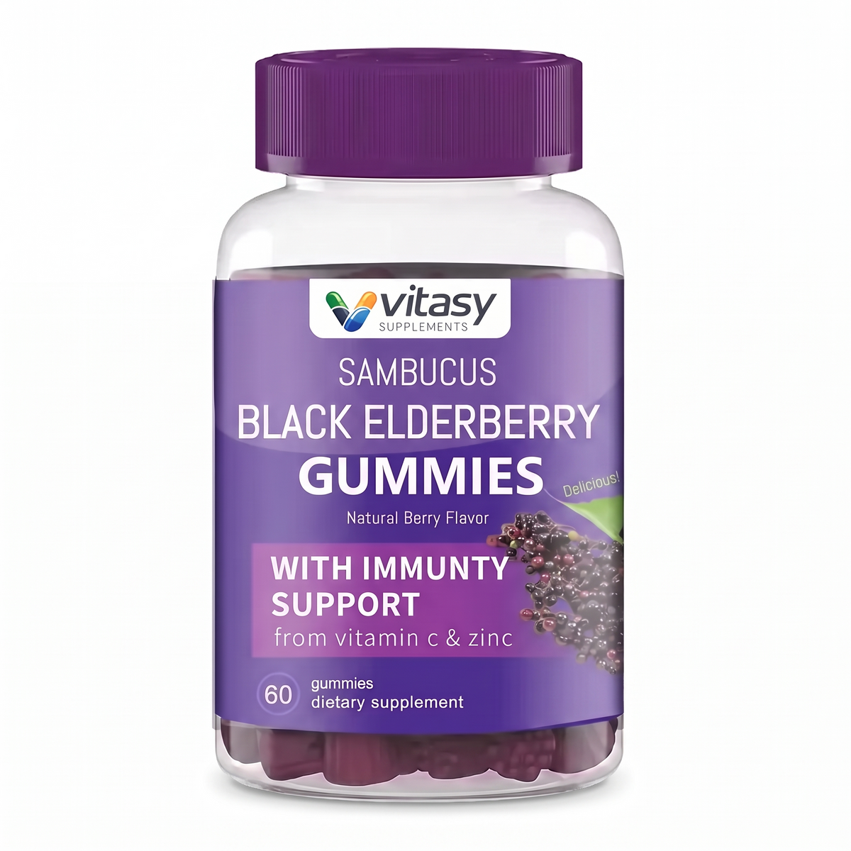 Elderberry Gummies v1 - Natural Berry - corrected full bottle base