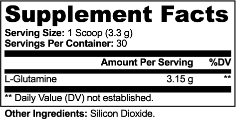 Supplement Facts panel for KINETIC L-Glutamine unflavoured powder