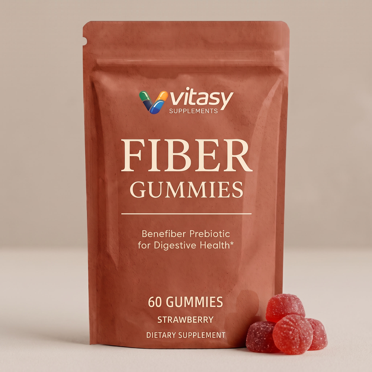 Fiber Gummies That Taste Like a Fruit Chew - 6g Soluble Chicory Root Fiber Per Serving - 60 Gummies, 30 Servings