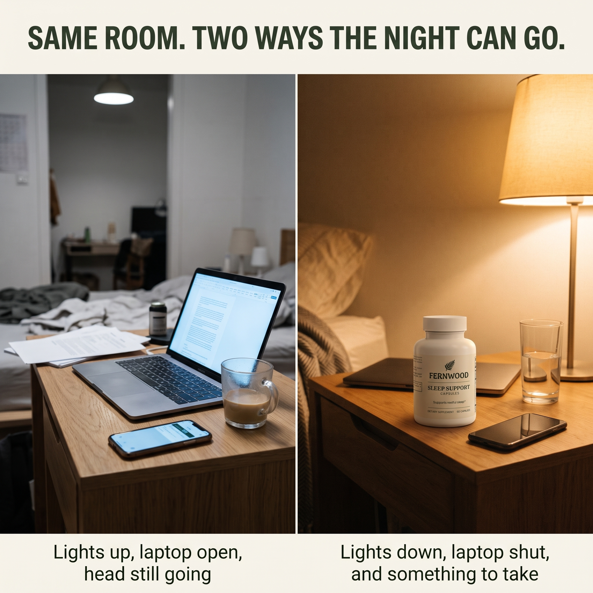 Same room. Two ways the night can go.