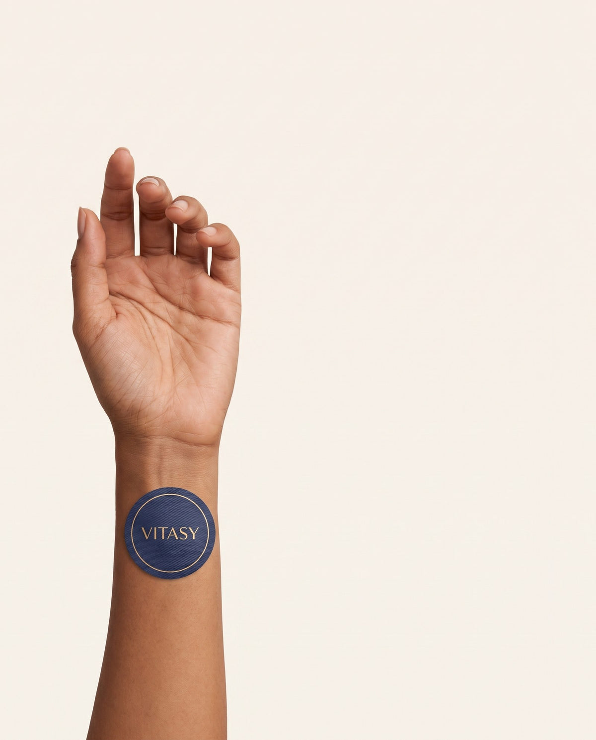 Vitasy focus patch on the inner wrist