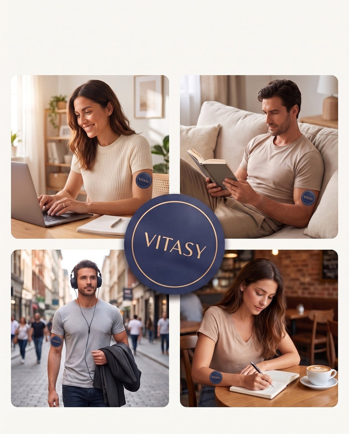 Vitasy focus patch with four everyday moments