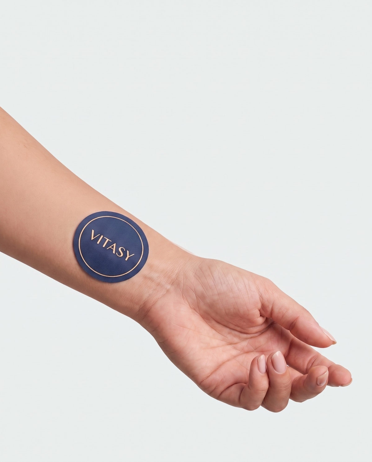 Vitasy focus patch on the inner wrist