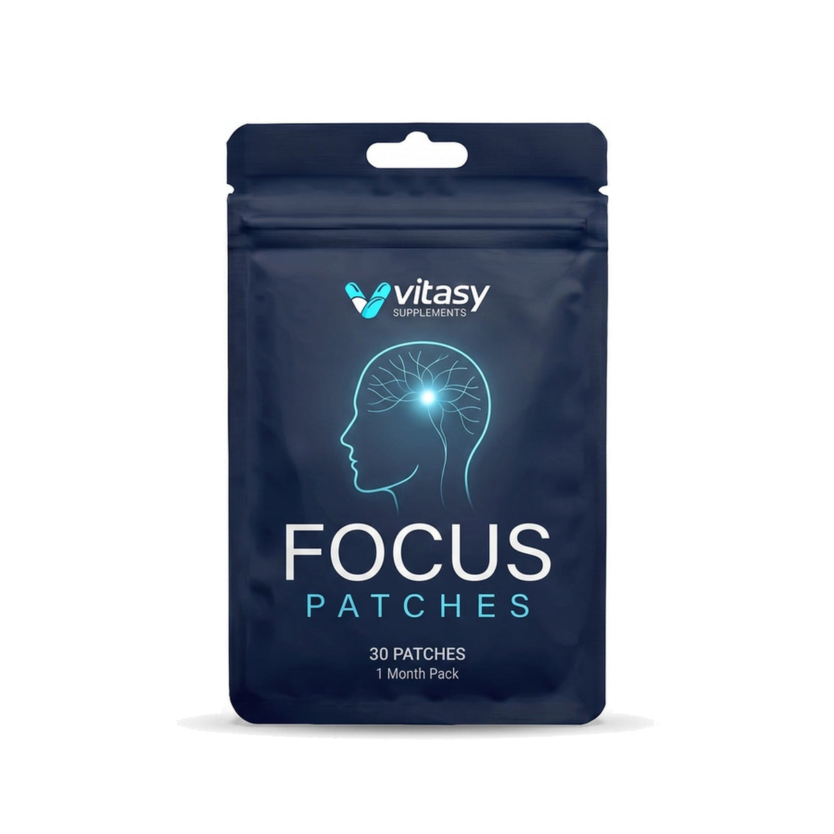 Front of the Vitasy Focus Patches pouch