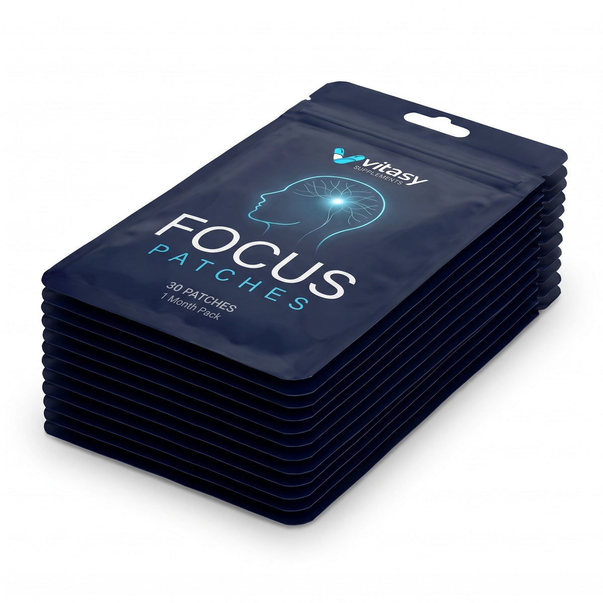Twelve pouches of Vitasy Focus Patches