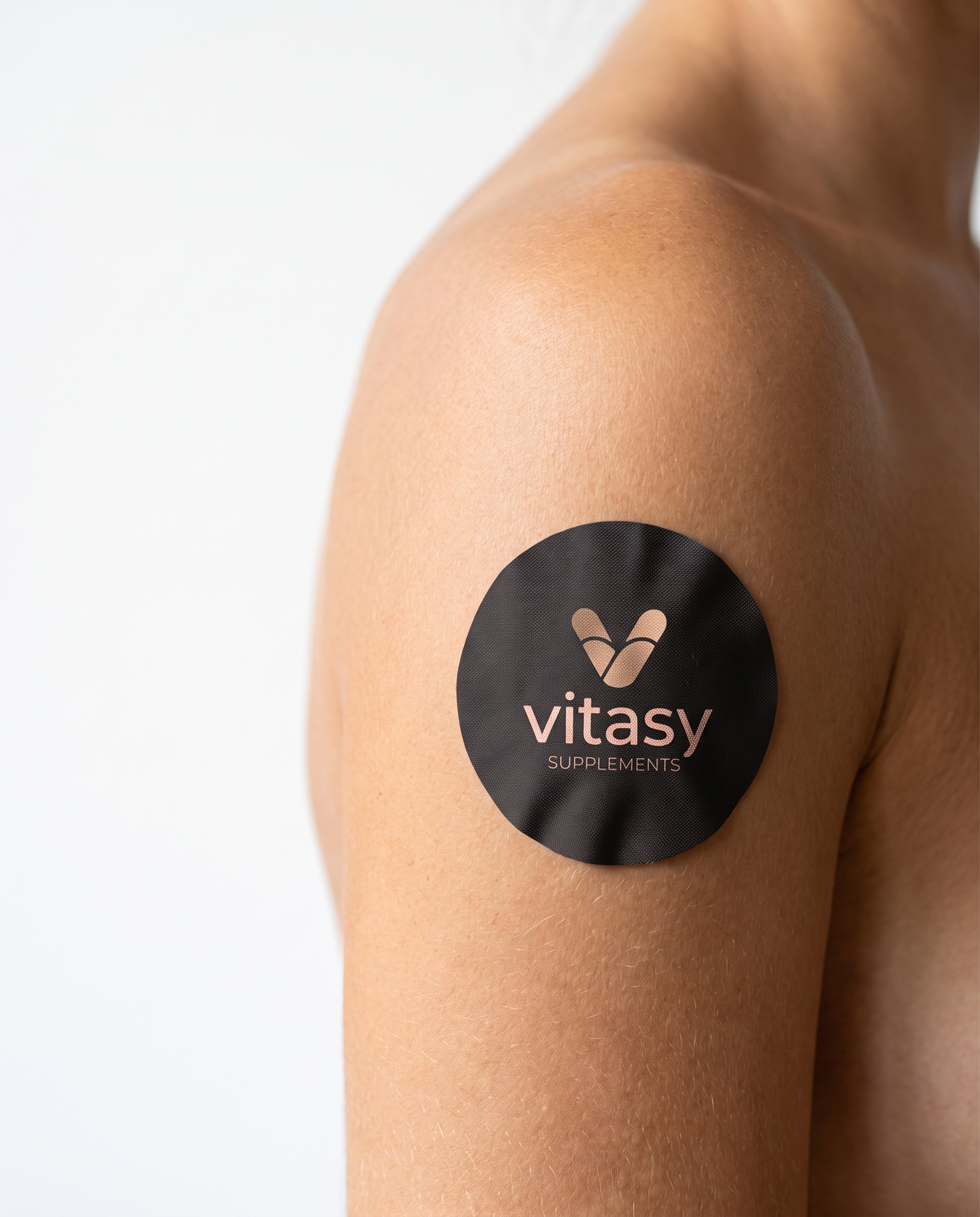 Round patch worn on the upper arm