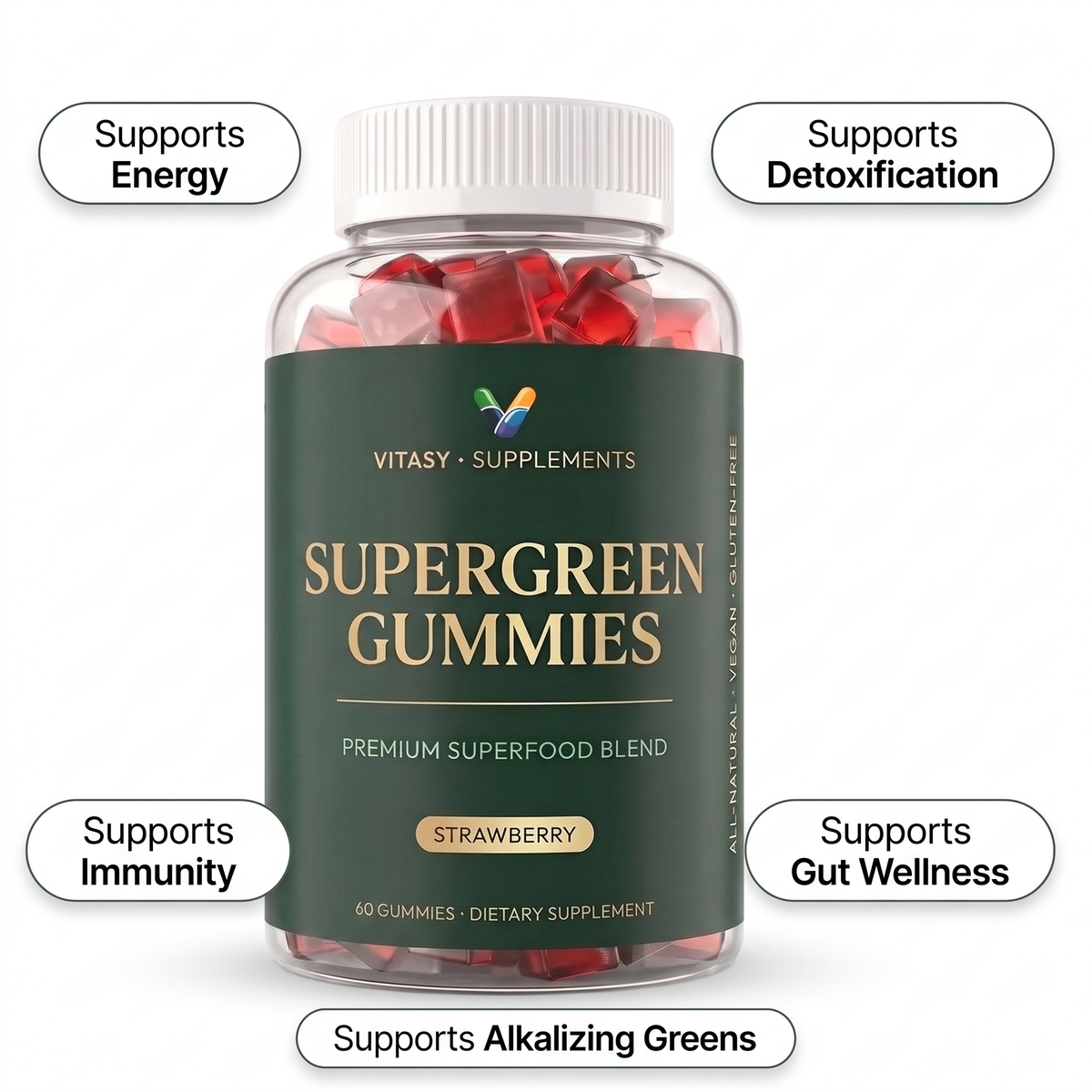 Supergreen Gummies v9 — Five Benefit Pillars