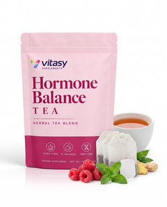 Vitasy herbal tea pouch with individual tea bags, raspberries, spearmint and ginger
