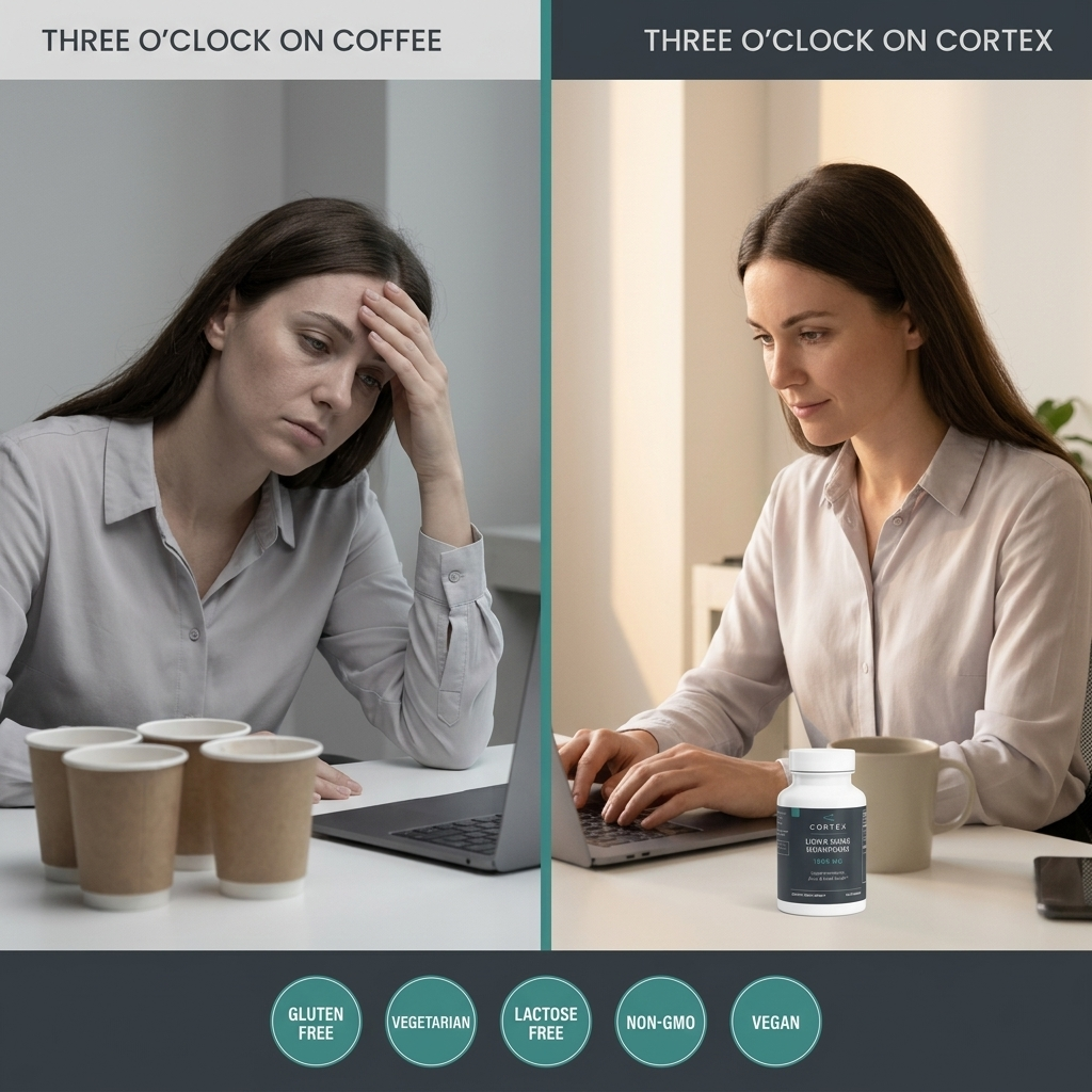 Three o'clock on coffee compared with three o'clock on Cortex