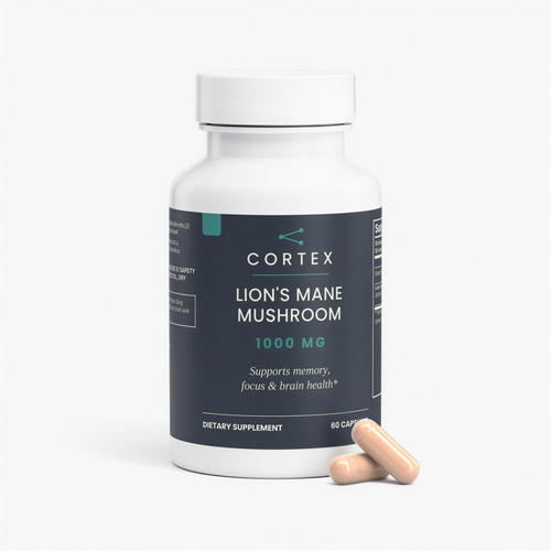 Cortex Lion's Mane Mushroom Supplement 1000mg, 60 vegan capsules, 30 servings