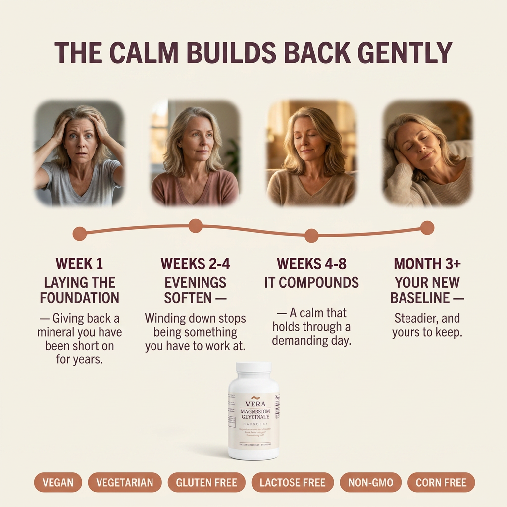 The calm builds back gently - what to expect at week 1, weeks 2 to 4, weeks 4 to 8 and month 3 onwards