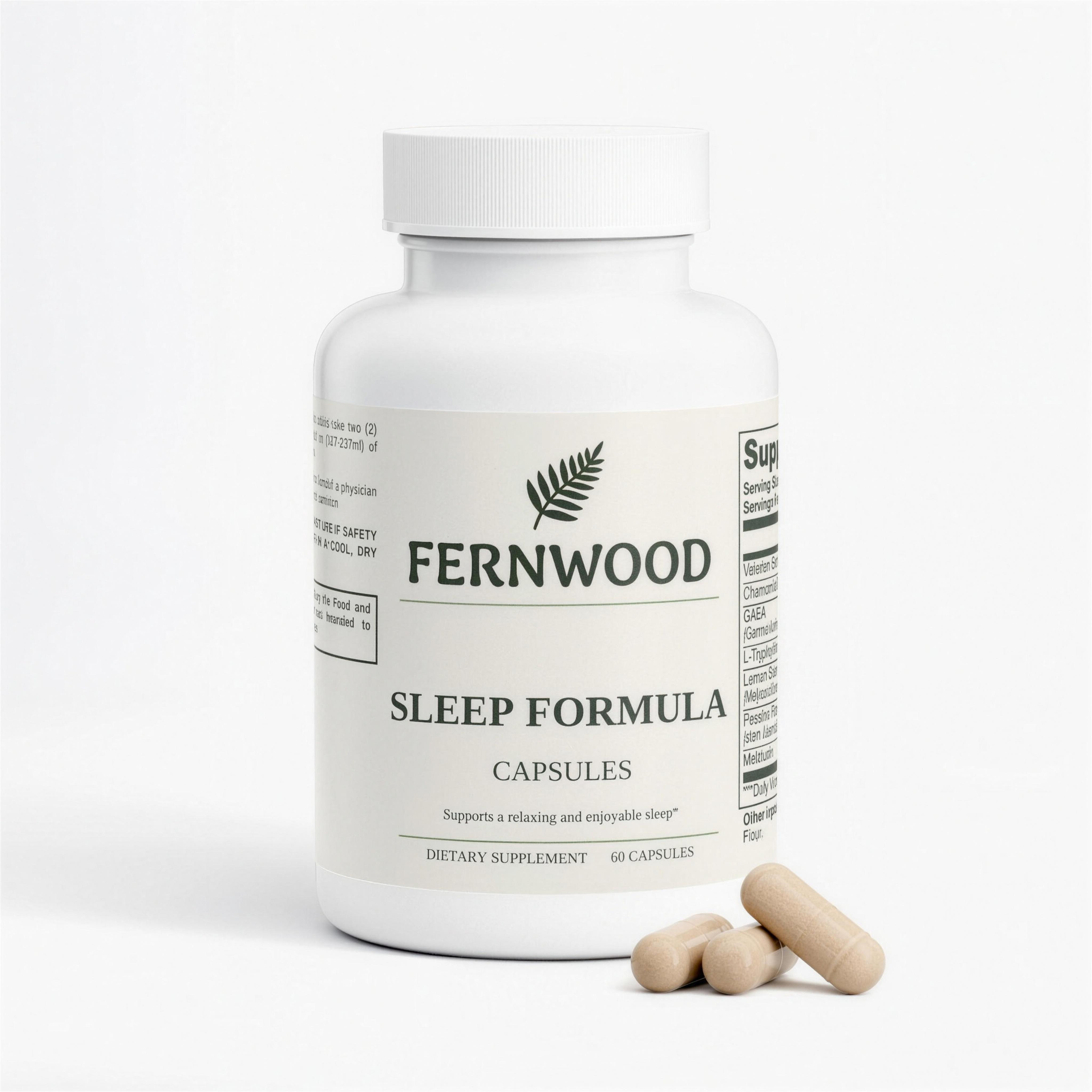 FERNWOOD Sleep Formula bottle, 2 mg melatonin per serving, 30 servings