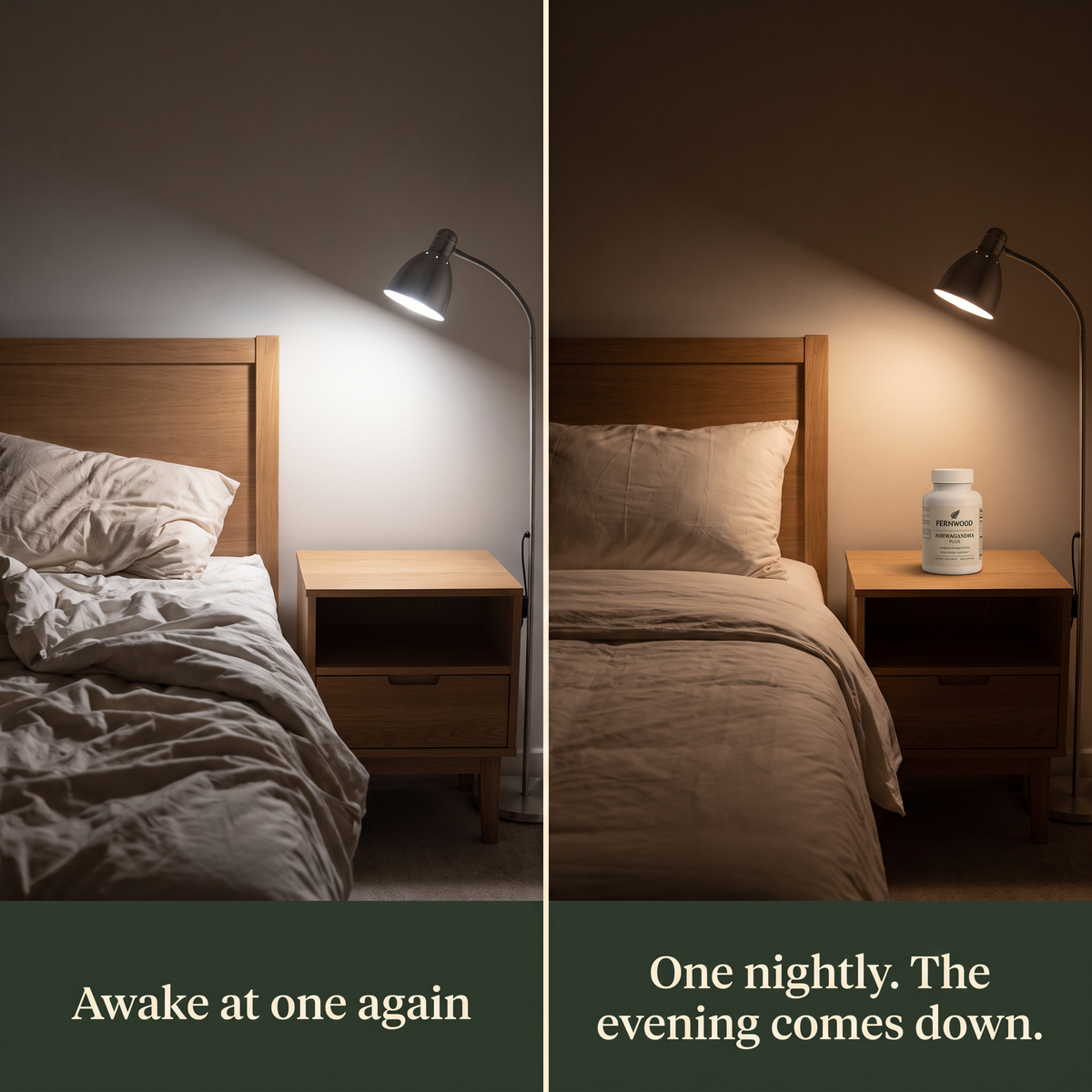 Awake at one again. One nightly, and the evening comes down.