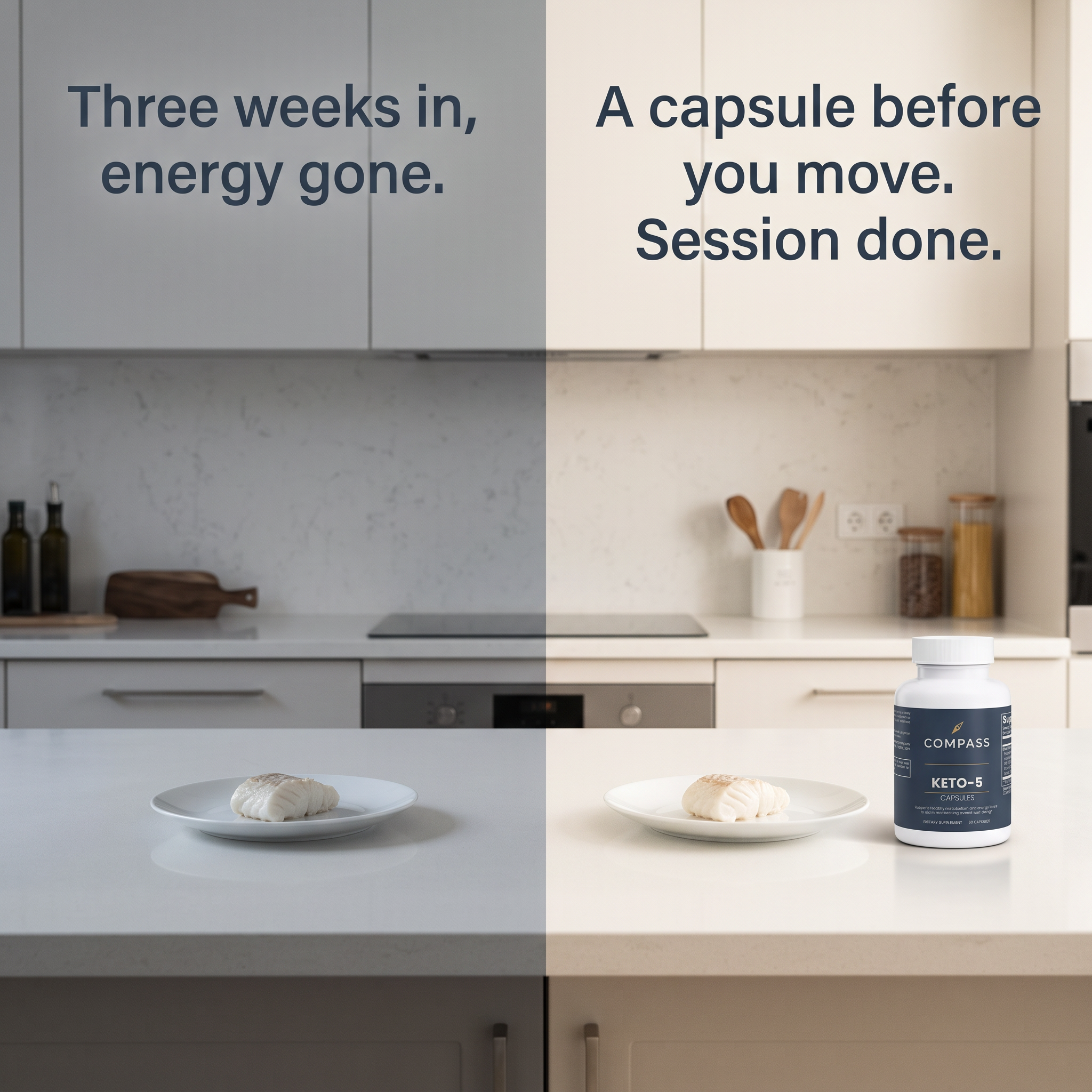 Three weeks in, energy gone. A capsule before you move.