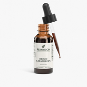 FERNWOOD Reishi Calm Drops, 30 ml alcohol-free dropper bottle, 150 mg reishi extract per serving, 30 servings.