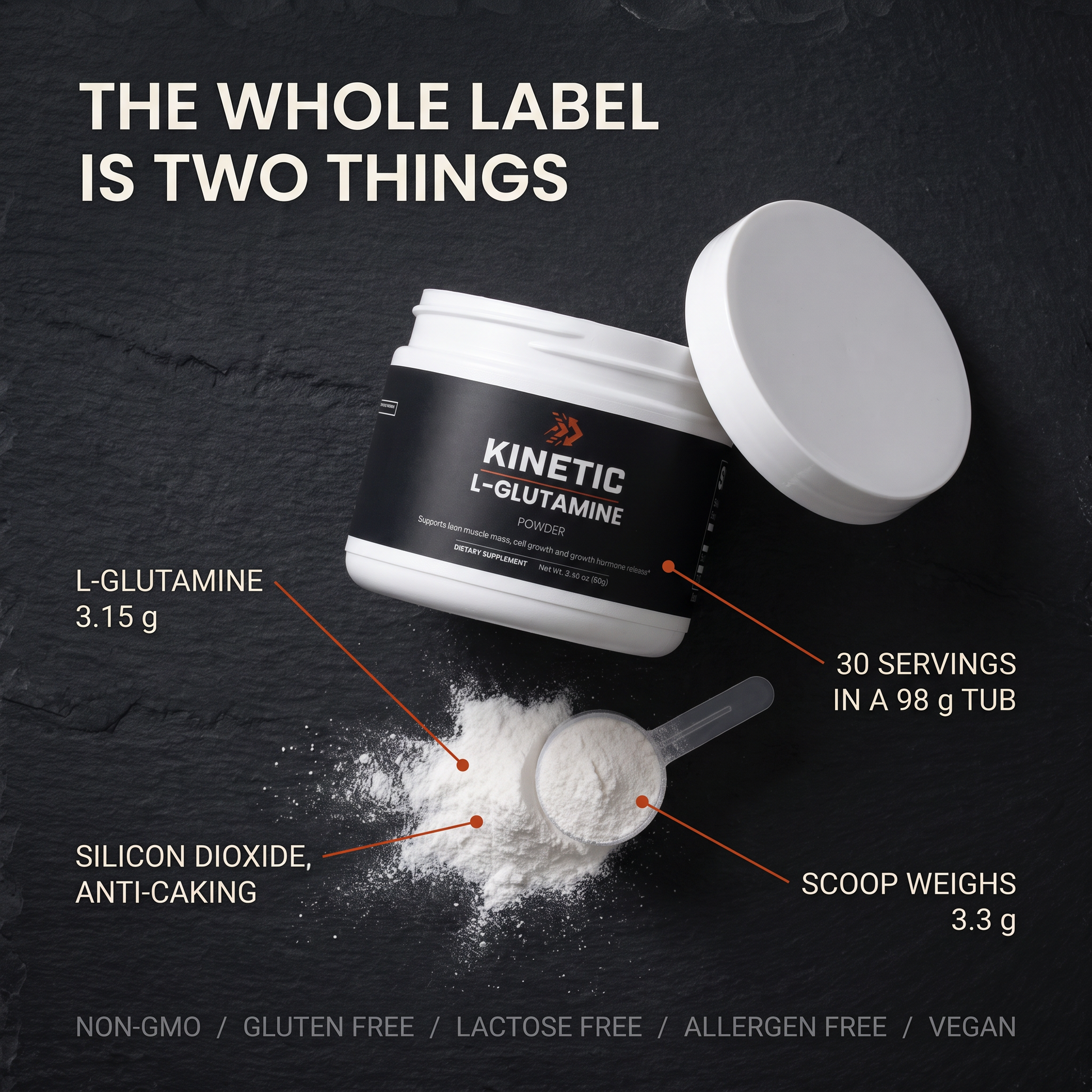 The whole label is two things (kinetic-lglutamine-gallery-labelflatlay-v1)