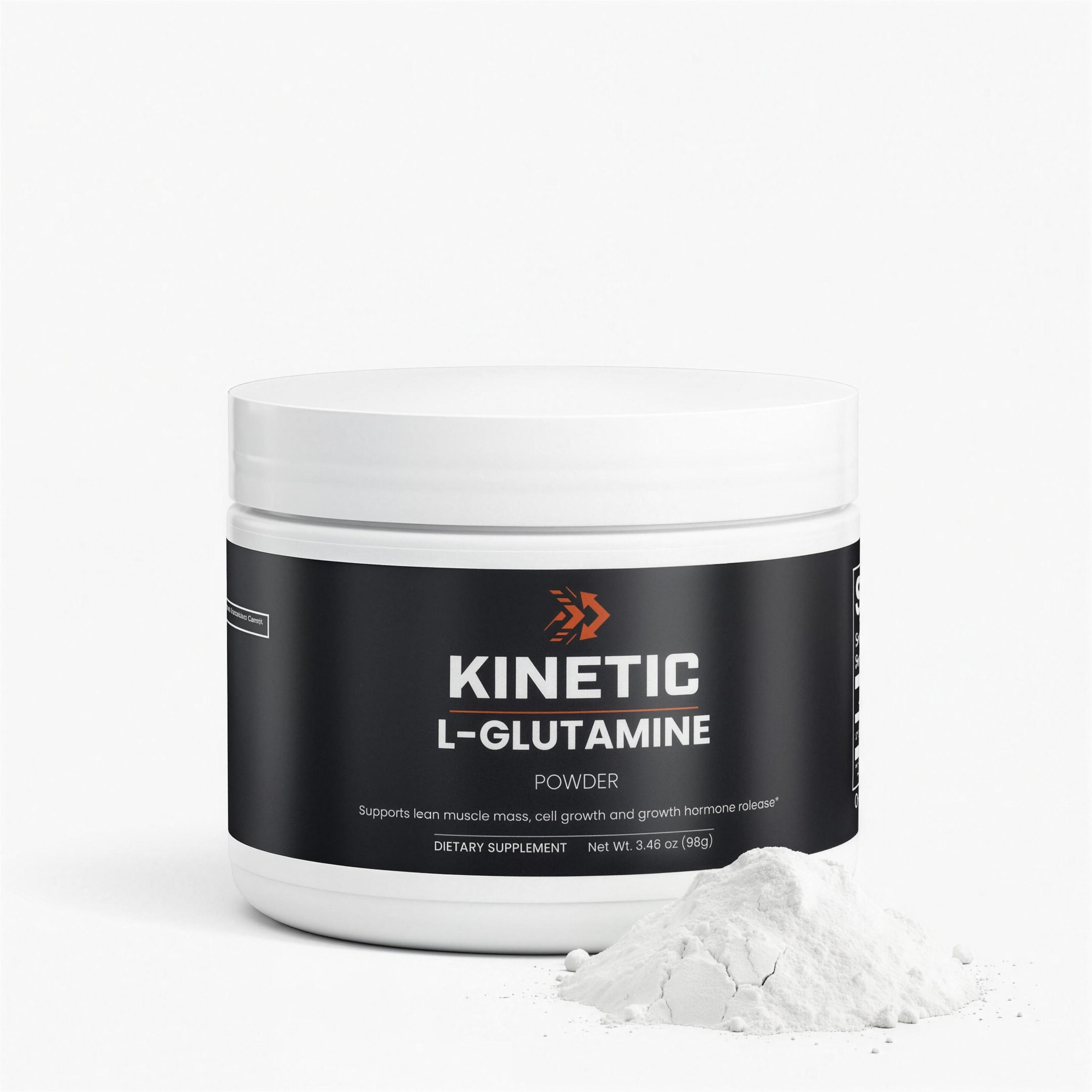 KINETIC L-Glutamine unflavoured powder, 98 g tub (kinetic-lglutamine-hero-4k-v1)