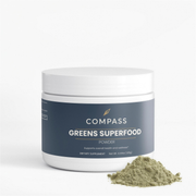 COMPASS Greens Superfood Powder 126 g tub, front label, hero v1 (4K upscale)