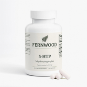FERNWOOD 5-HTP supplement bottle, front label, upscaled 4K hero - hero-v1