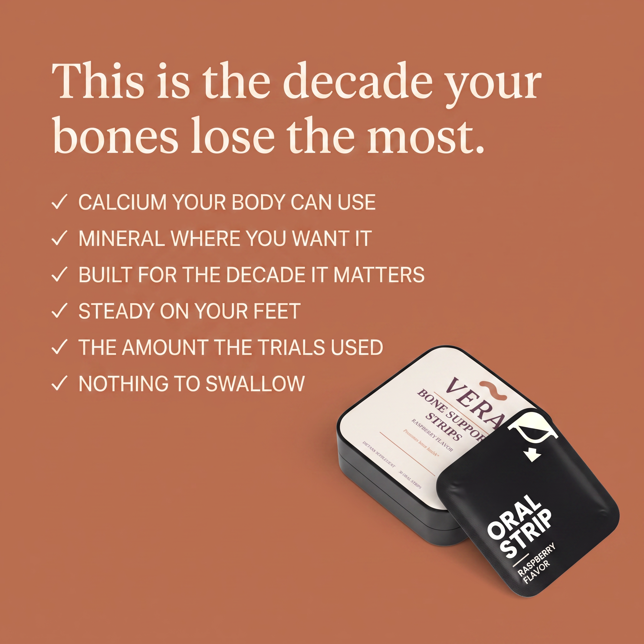 Six benefits of VERA Bone Support Strips on a terracotta panel v1