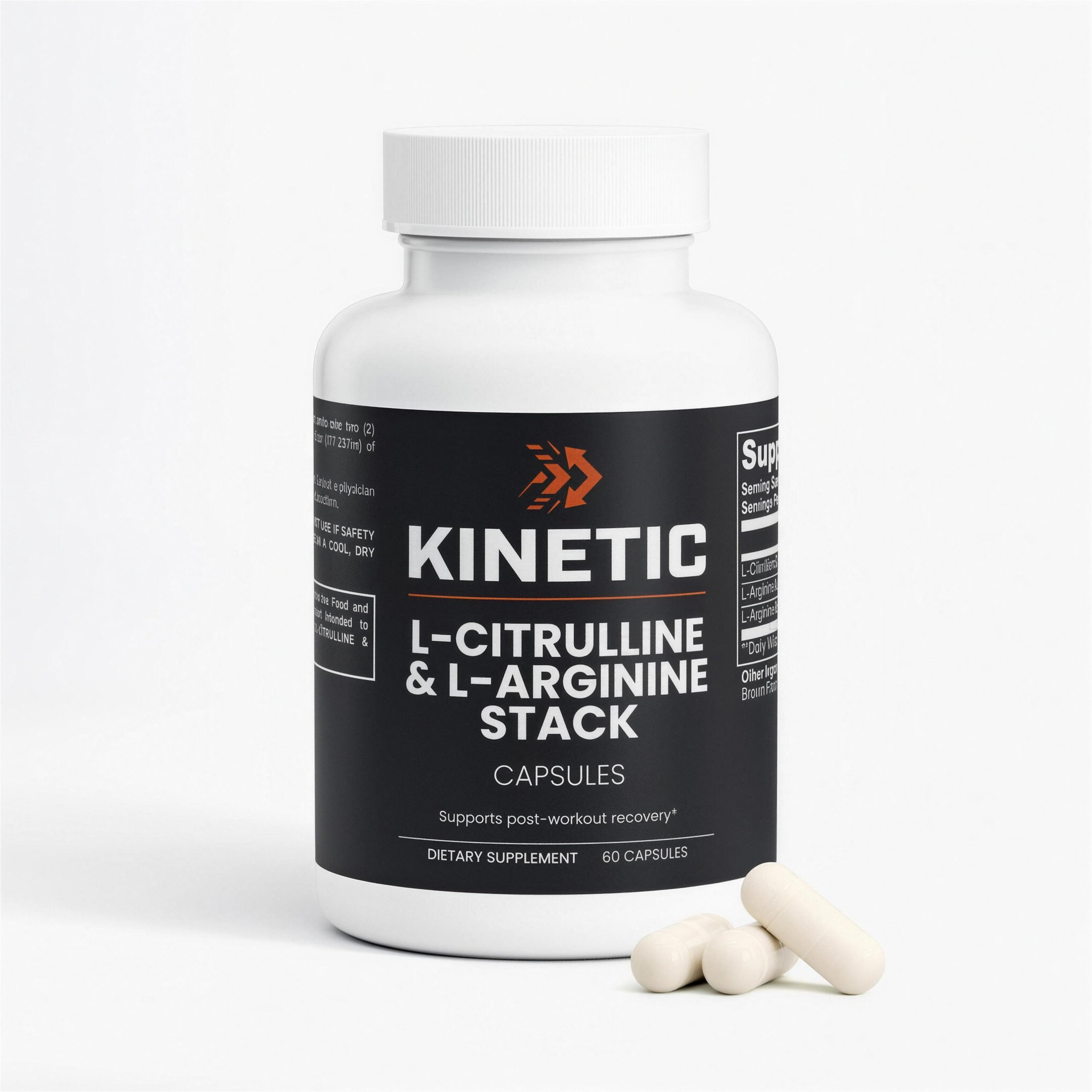 KINETIC L-Citrulline & L-Arginine Stack bottle, 60 vegan capsules, 30 servings - hero v1 4K