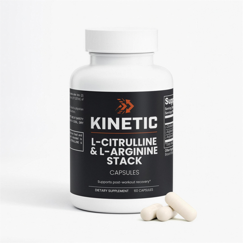 KINETIC L-Citrulline & L-Arginine Stack bottle, 60 vegan capsules, 30 servings - hero v1 4K