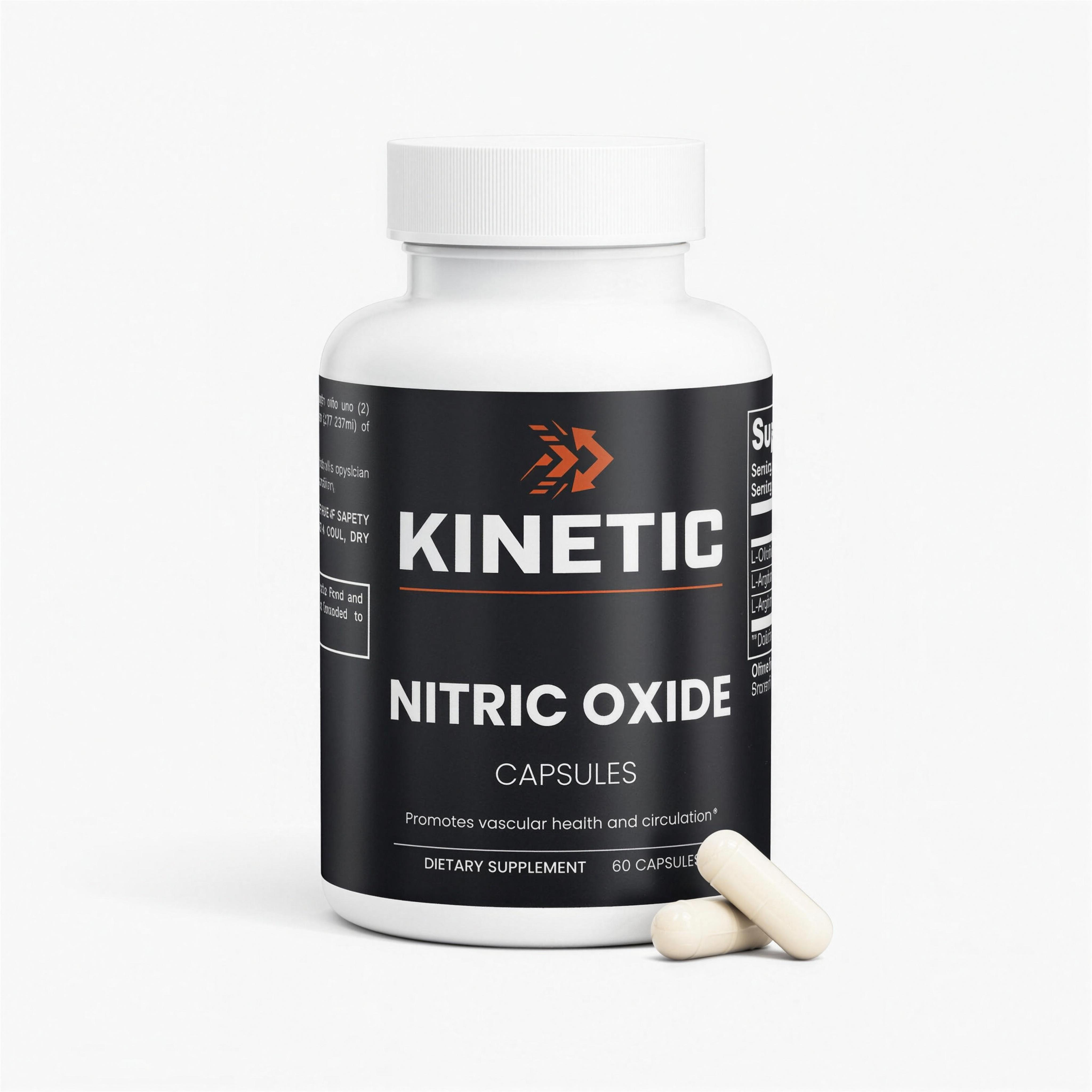 KINETIC Nitric Oxide, 60 vegan capsules, bottle with capsules - hero v1