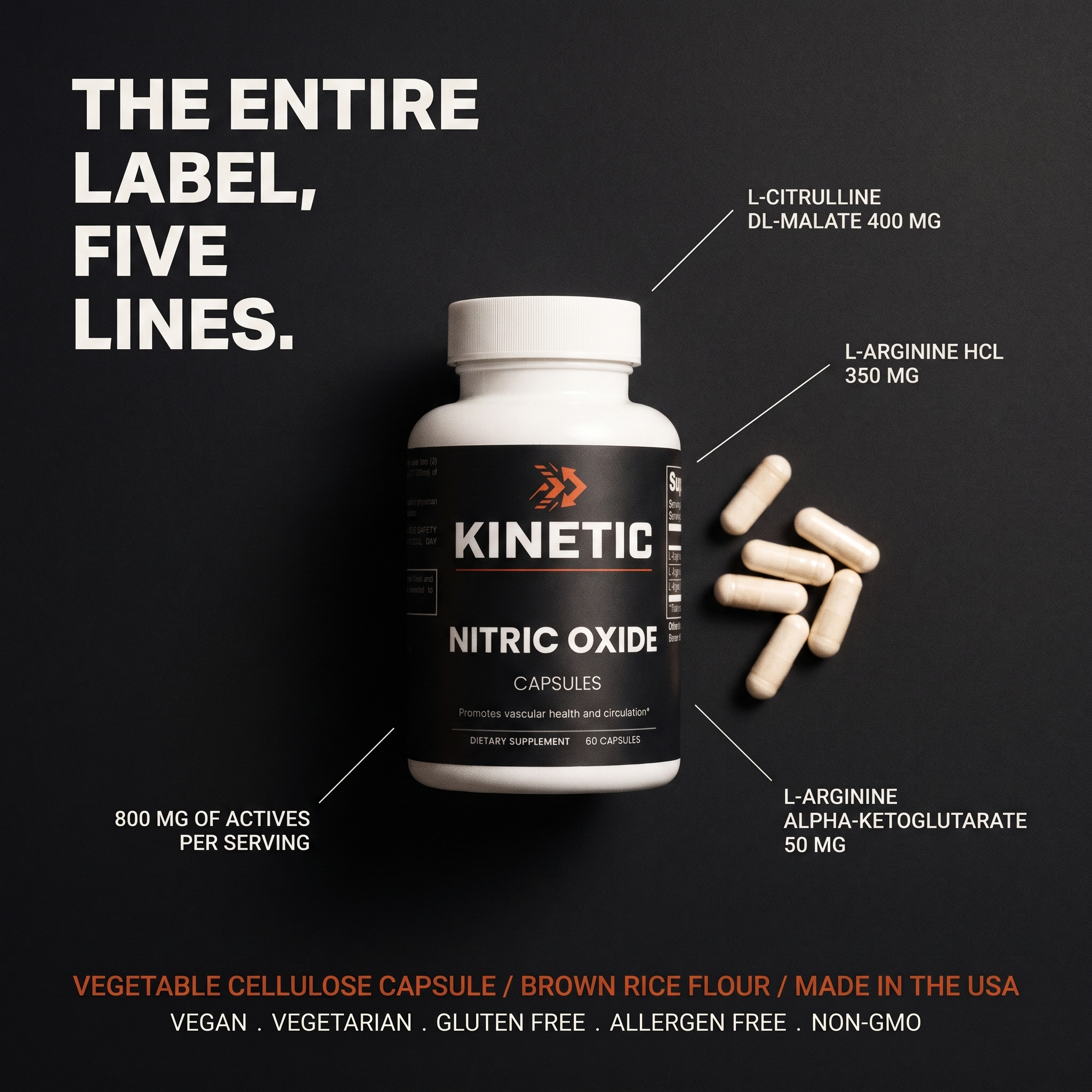 The entire label, five lines - label flat lay v1