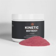 KINETIC Beetroot Powder 97.5 g tub, front of pack, upscaled hero - v1
