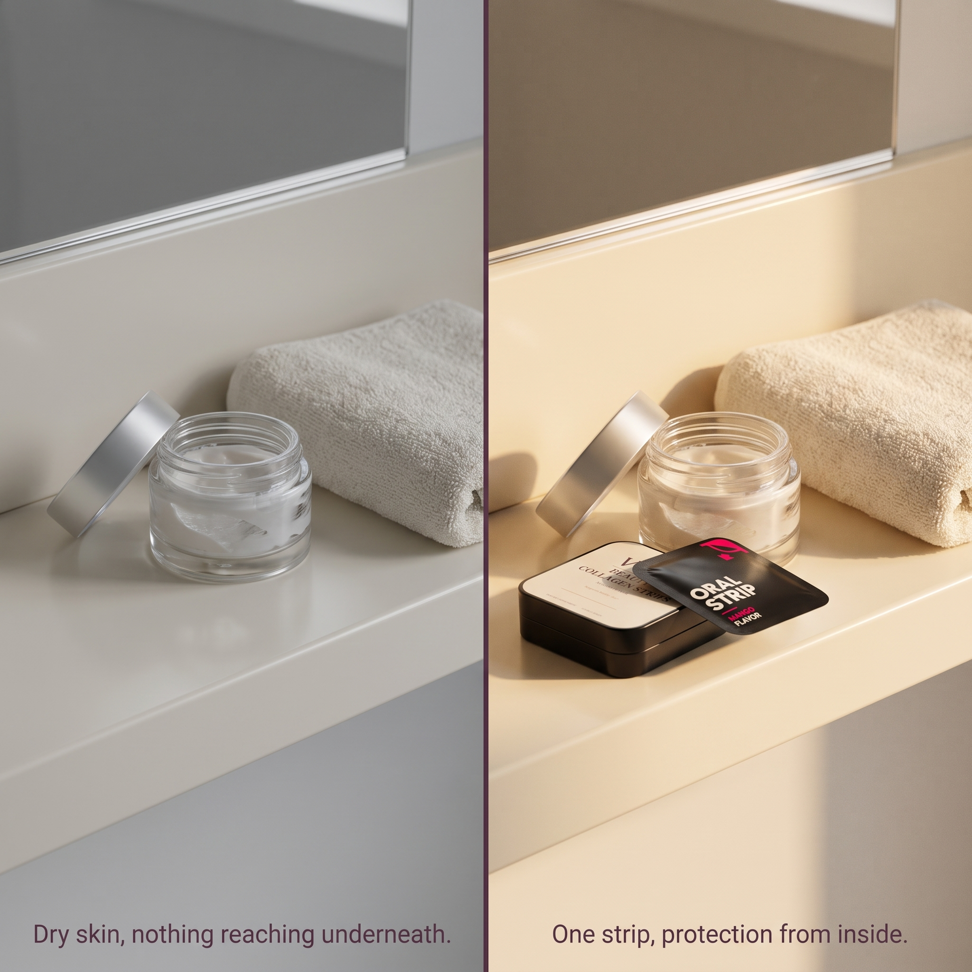 Dry skin, nothing reaching underneath - one strip, protection from inside