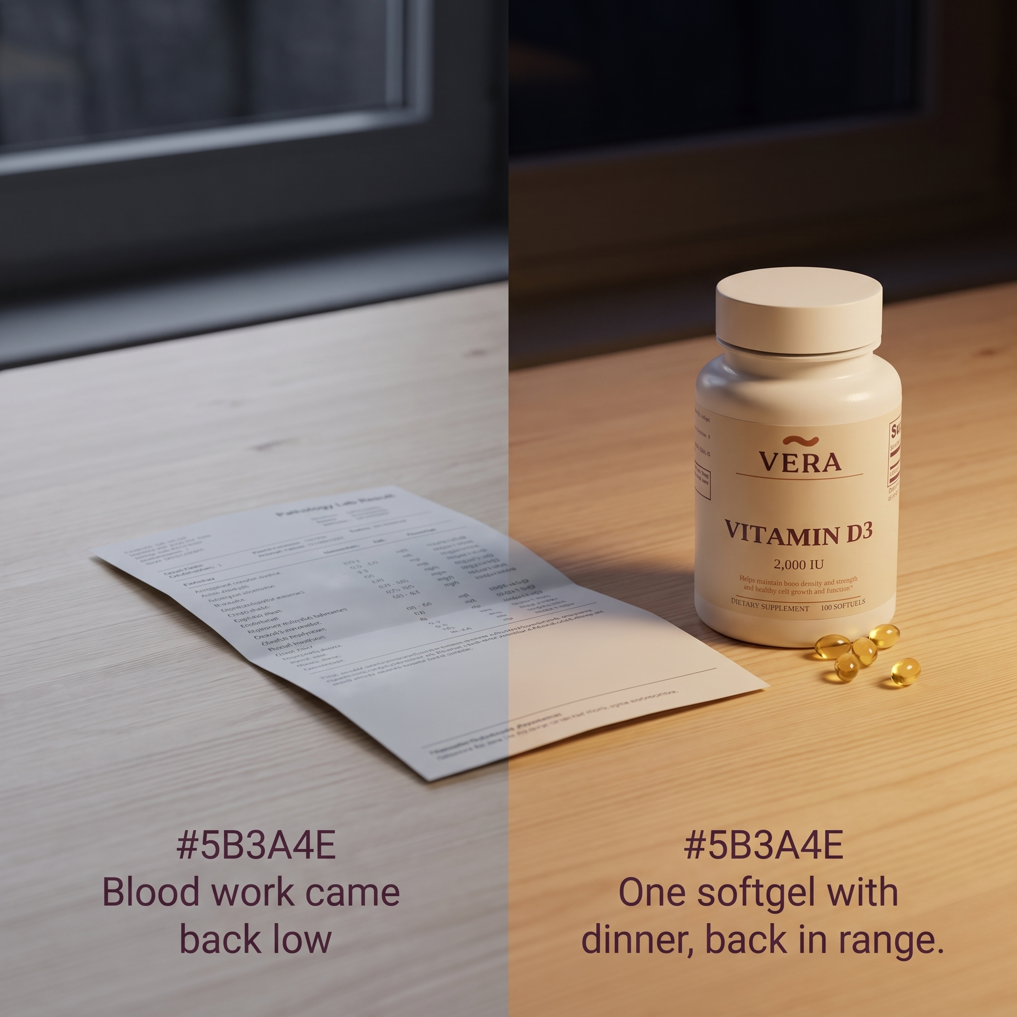 Blood work came back low, one softgel with dinner - v1