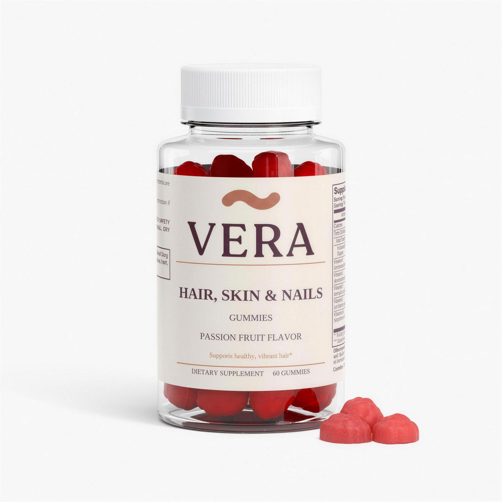 VERA Hair, Skin & Nails Gummies, 6,000 mcg biotin per serving, 30 servings