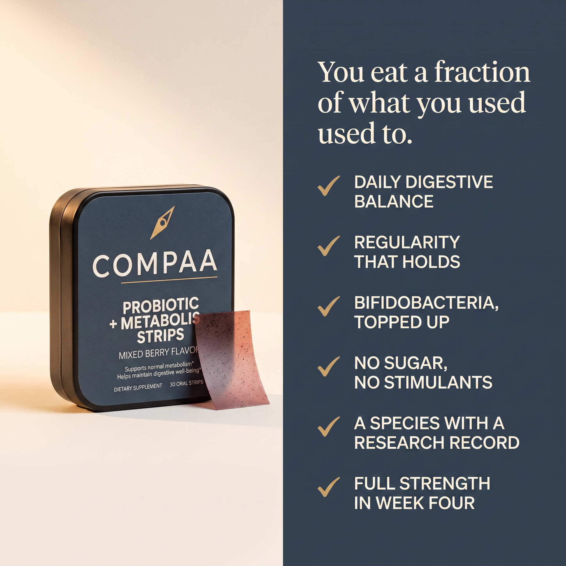 You eat a fraction of what you used to - six benefits panel (v1)
