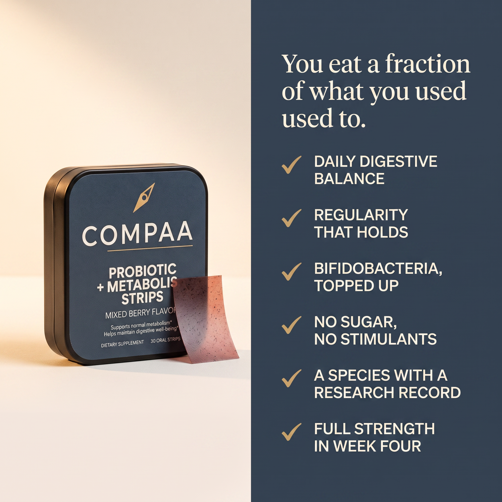 You eat a fraction of what you used to - six benefits panel (v1)