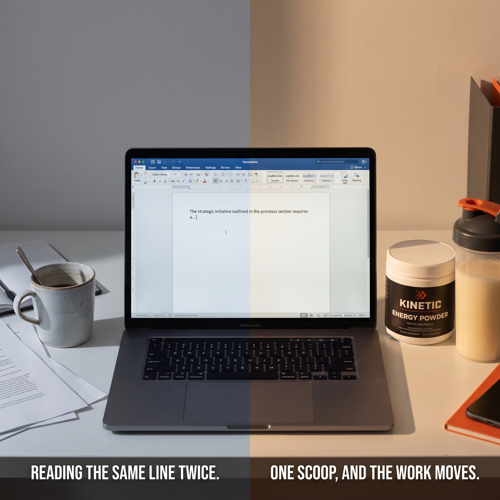 Reading the same line twice, one scoop and the work moves - split v1
